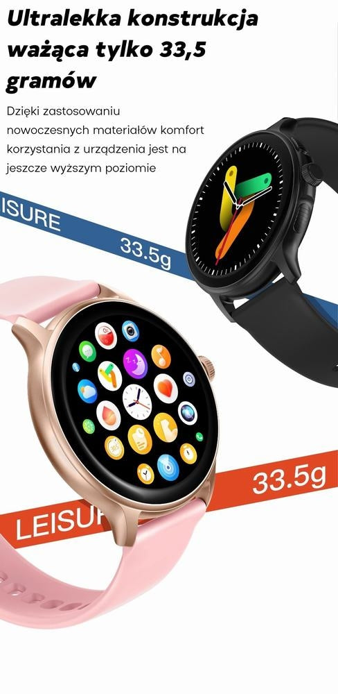 Smartwatch Damski GRAVITY GT12-7 Czarny Pasek Silikonowy + Srebrna Bransoleta