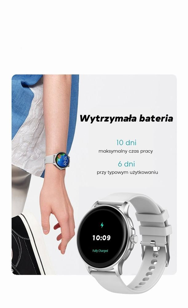 Smartwatch Damski GRAVITY GT12-2 Granatowy Pasek Silikonowy + Czarna Bransoleta
