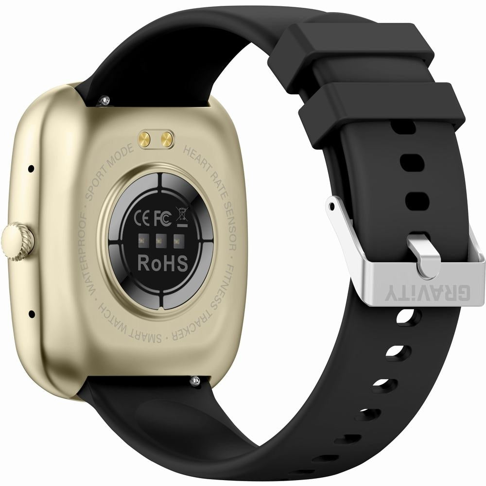 Smartwatch Damski GRAVITY GT18-7 Beżowy Pasek Silikonowy + Czarny Pasek