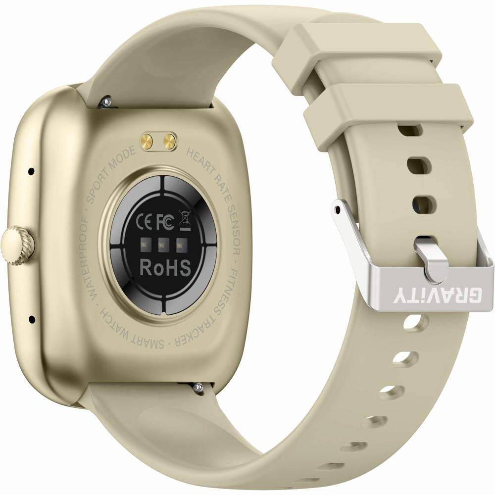 Smartwatch Damski GRAVITY GT18-7 Beżowy Pasek Silikonowy + Czarny Pasek