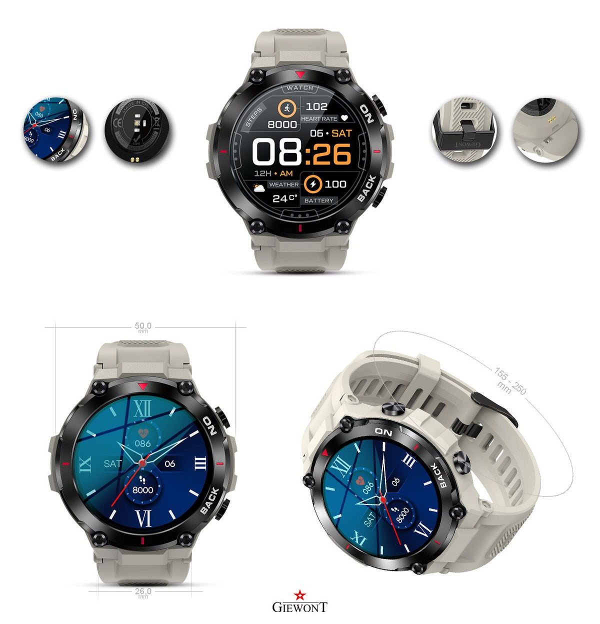 Smartwatch GIEWONT Pionier GPS GW460-3 - Light Stone