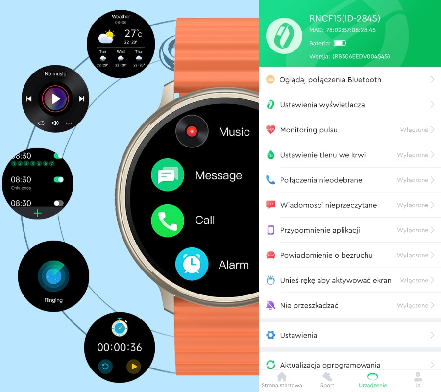 Smartwatch RUBICON RNCF15 Tytan/Black SMARUB259