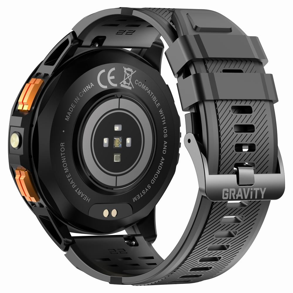 Smartwatch Męski GRAVITY GPS GT24-2 Czarny Pasek Silikonowy + Biały Pasek Silikonowy