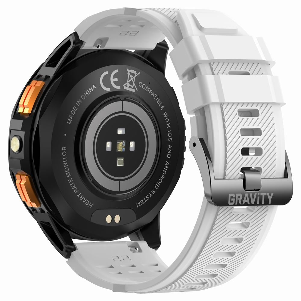 Smartwatch Męski GRAVITY GPS GT24-2 Czarny Pasek Silikonowy + Biały Pasek Silikonowy