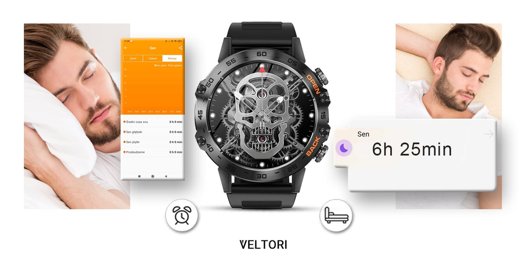 Smartwatch VELTORI VT120-1 Czarny Pasek Silikonowy