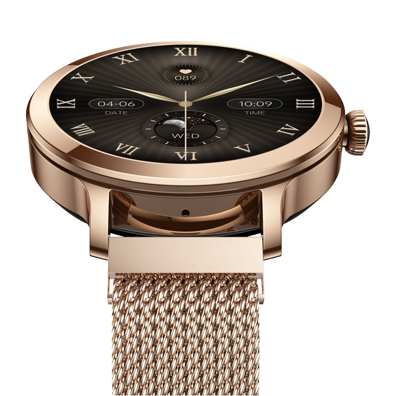 Smartwatch Damski VELTORI VT340-1 Złota Bransoleta + Różowy Pasek Silikonowy