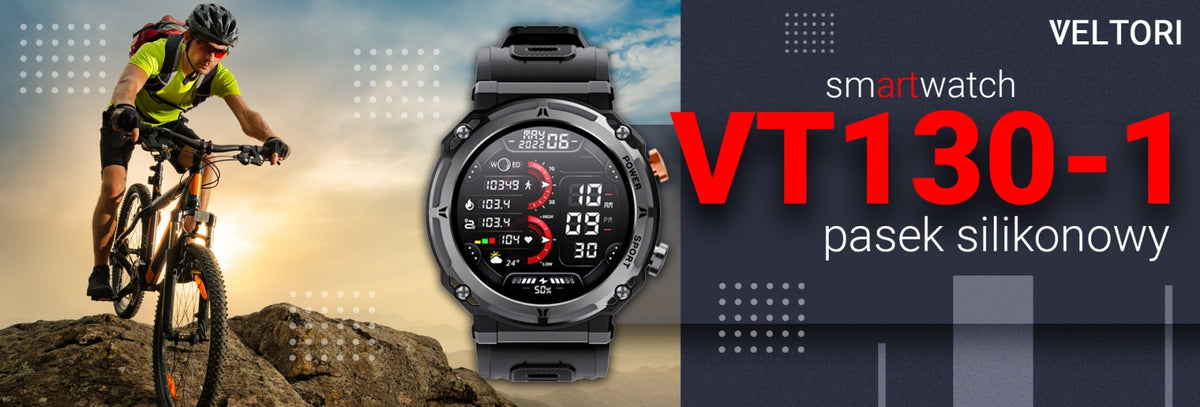 Smartwatch VELTORI VT130-1 Czarny Pasek Silikonowy