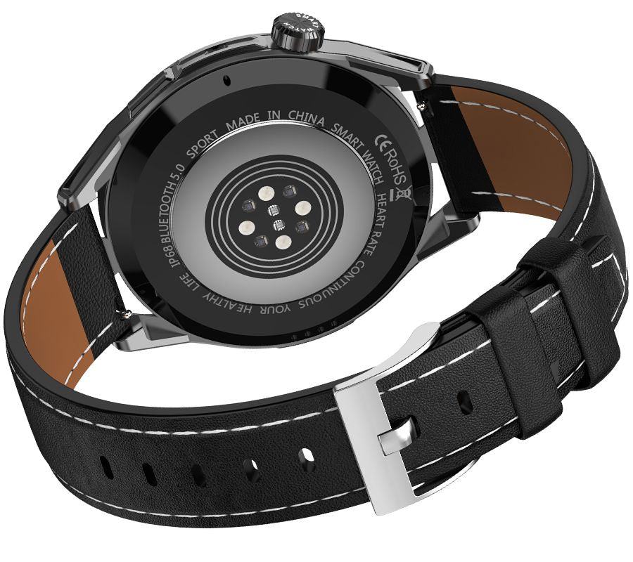 Smartwatch  Rubicon RNCE88-1 Czarny- Czarny Pasek Silikonowy + Czarny Pasek Skórzany