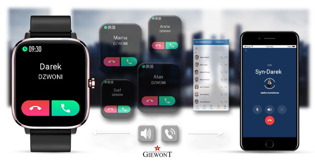 Smartwatch Giewont Różowo-Czarny GW230-3