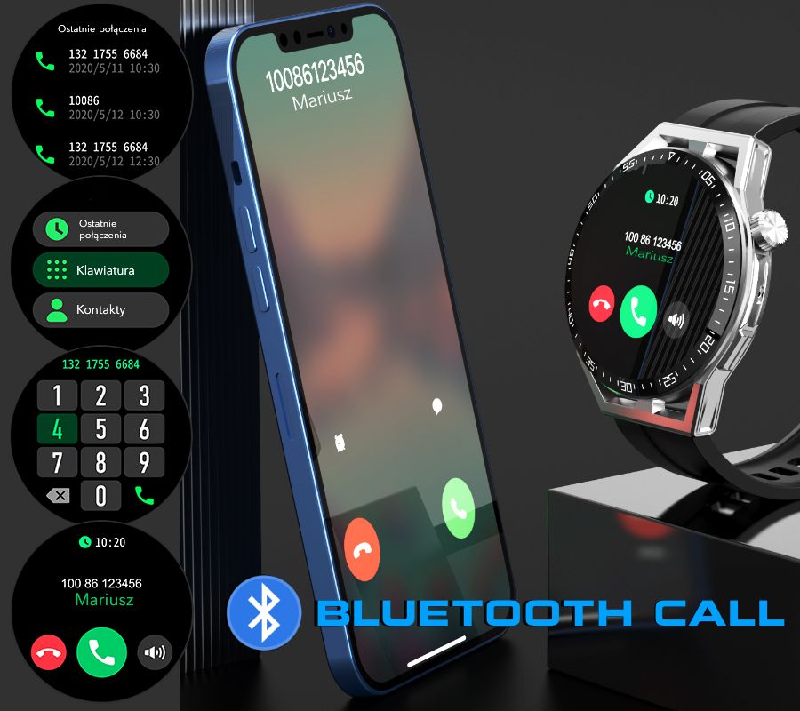 Smartwatch  Rubicon RNCE88-2 Czarny- Czarny Pasek Silikonowy + Czarna Bransoleta